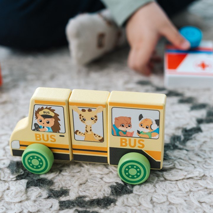Wooden Toy School Bus Tiny Tails Magnetic Vehicle